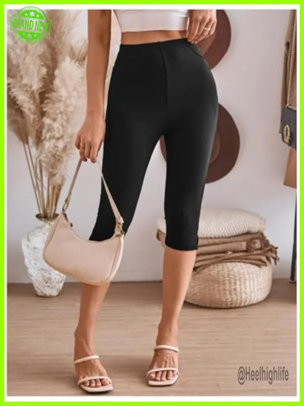 High Waisted Capri Leggings with Tummy Control
